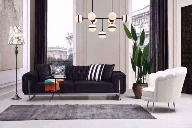 Modern Möbel Wohnzimmer Komplett Sofa Couch Dreisitzer Polstermöbel Sessel