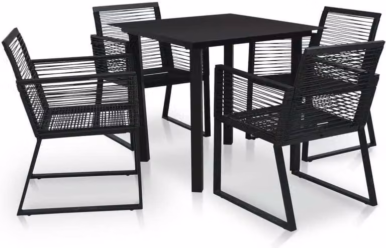 Maison Exclusive - Set da pranzo da giardino 5 pezzi in rattan PVC nero