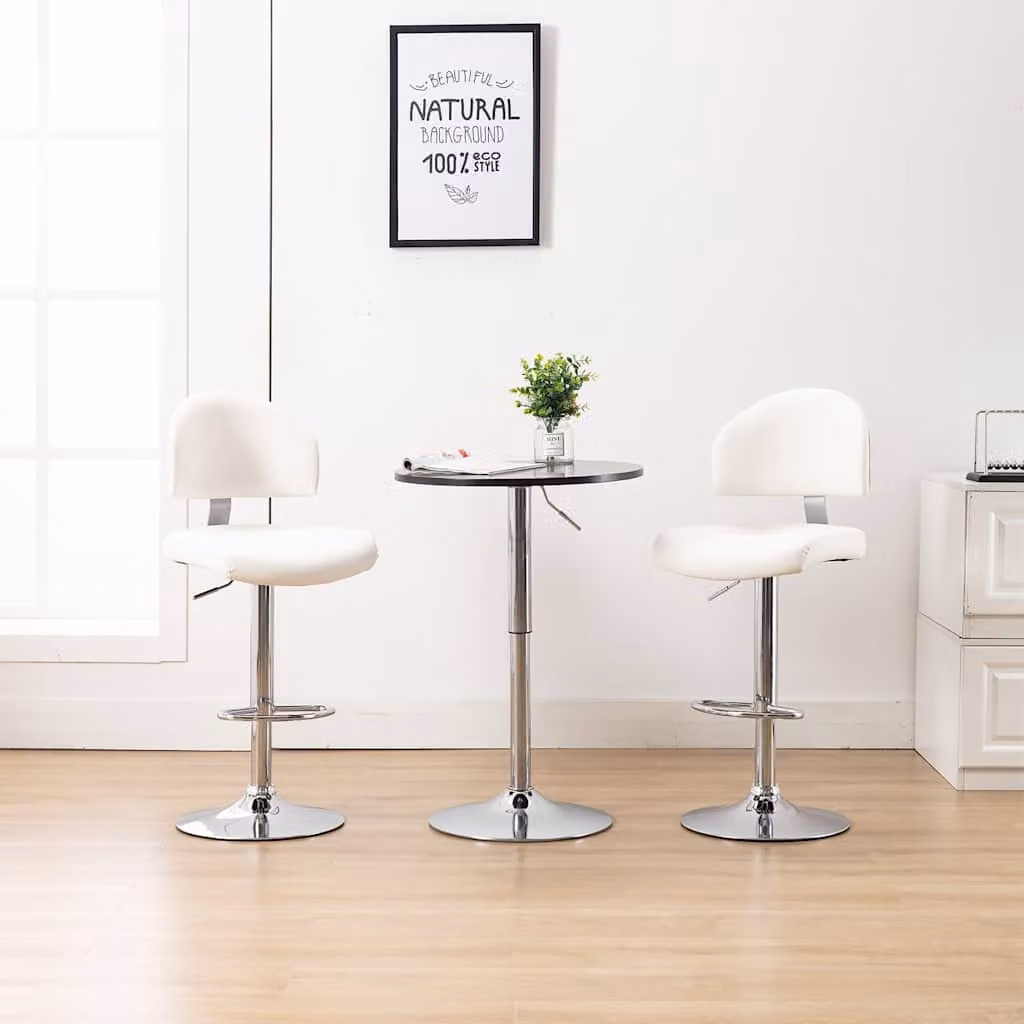 Set di 2 sgabelli da bar vidaXL bianchi in similpelle con base girevole a 360 gradi e design moderno