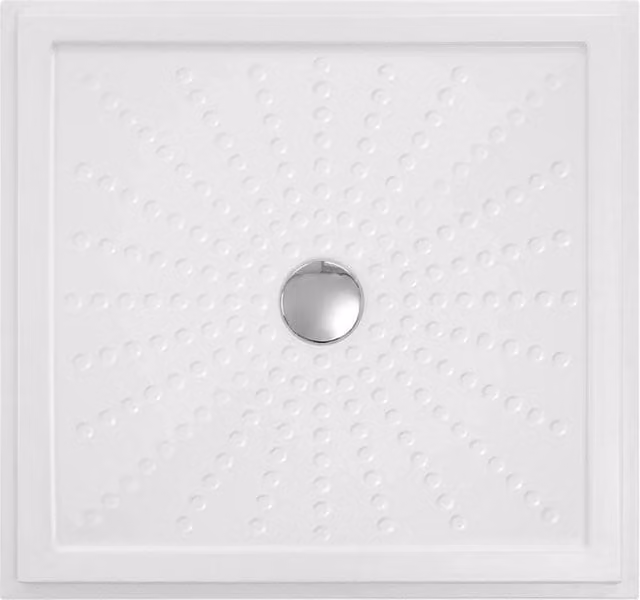 Piatto doccia quadrato per disabili in vetroresina bianco a filo pavimento con piletta inclusa L/P: 90 x 90 cm