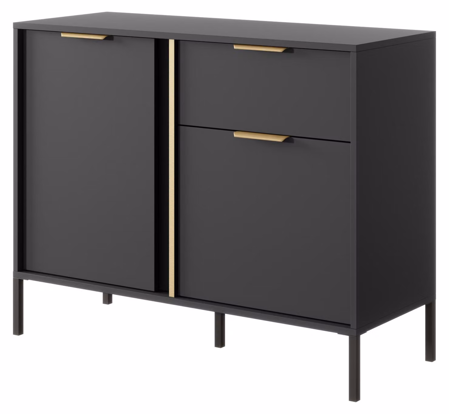 Comodino compatto per soggiorno e camera da letto, colore antracite, dimensioni 103 x 39,5 x 81,4 cm