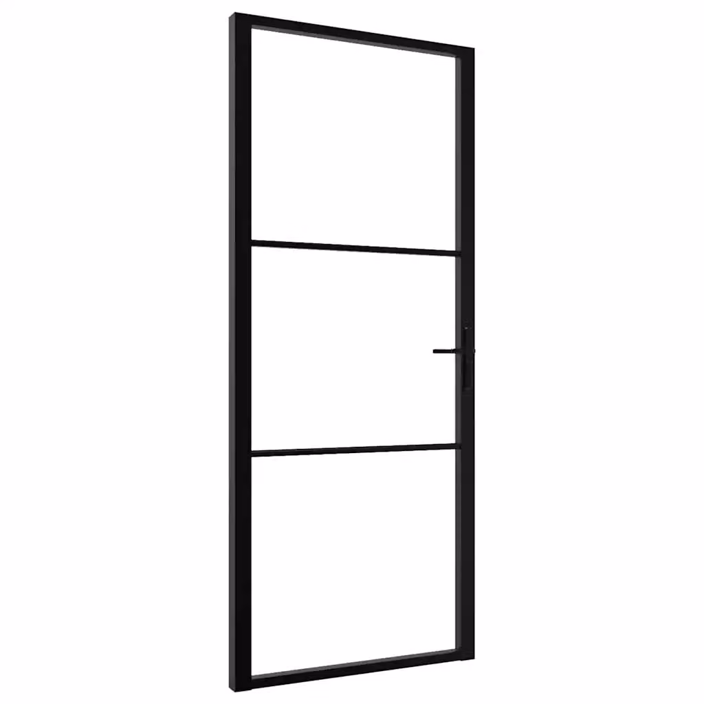 Porta interna moderna vidaXL in alluminio e vetro nero e trasparente L: 93 cm, H: 201,5 cm – 2