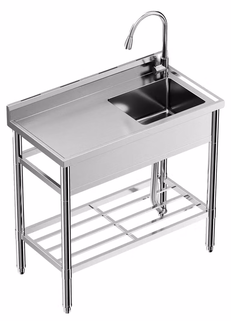 Lavello professionale per cucina, dimensioni 39 x 20 x 37 pollici, acciaio inossidabile, NSF, vasca singola, 2 fori per rubinetto