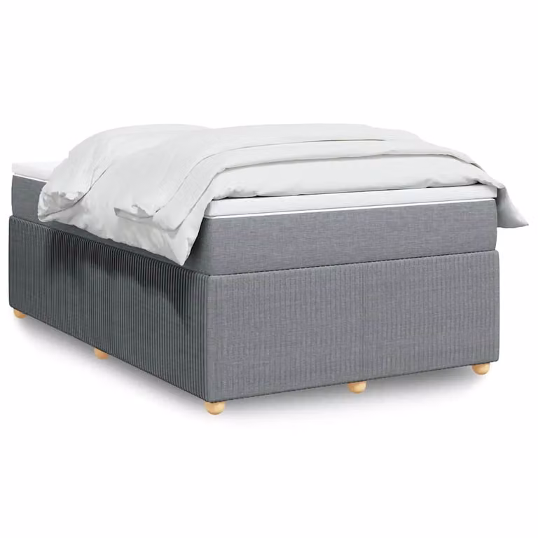 vidaXL Giroletto a molle con materasso in tessuto grigio e bianco L/P/H: 120 x 200 cm