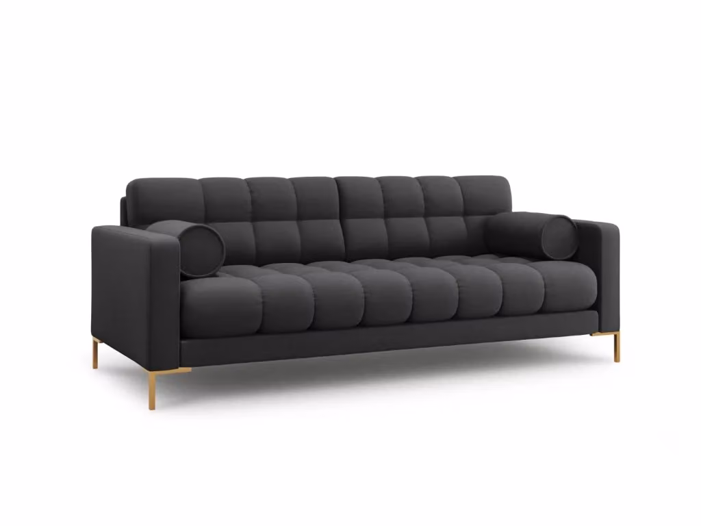 Divano Bali Cosmopolitan Design a 4 posti in tessuto strutturato grigio scuro con dettagli oro L: 217 cm, P: 75 cm, H: 92 cm – 2
