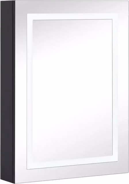 Armadietto da bagno moderno con illuminazione LED e ante in vetro, L: 50 cm, P: 13 cm, H: 70 cm