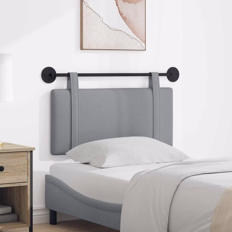 Testiera sospesa vidaXL in tessuto grigio con struttura in legno per camera da letto
