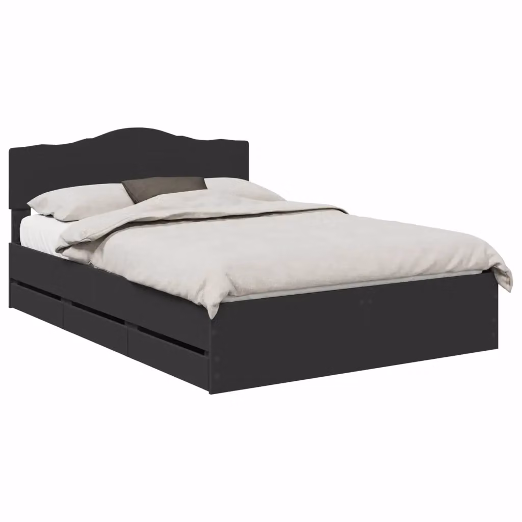 Struttura letto moderno con cassetti vidaXL in legno ingegnerizzato nero L/P/H: 200 x 140 x 90 cm – 2