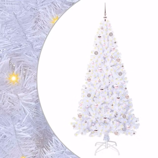 Albero di Natale Artificiale-Albero Natalizio Bianco 210 cm PVC e Acciaio 162003