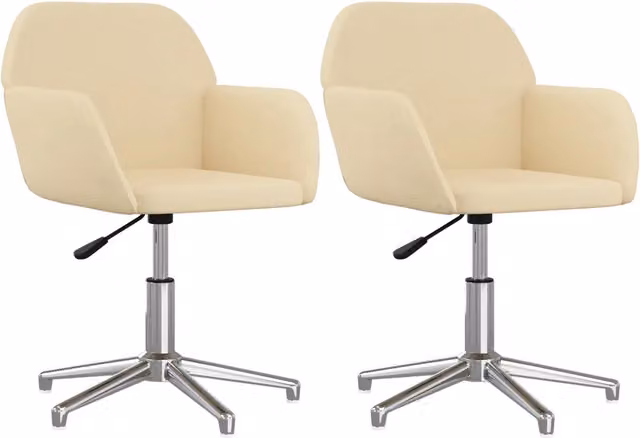 Set di 2 sedie da pranzo girevoli a 360 gradi in tessuto beige con design moderno per soggiorno e cucina