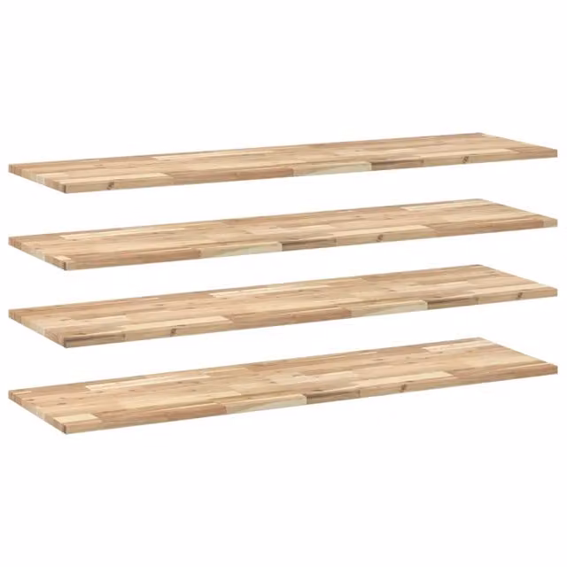 4 pz Mensole da Parete | Scaffali a Parete | Ripiano a parete 160x40x2 cm Legno Acacia Non Trattato