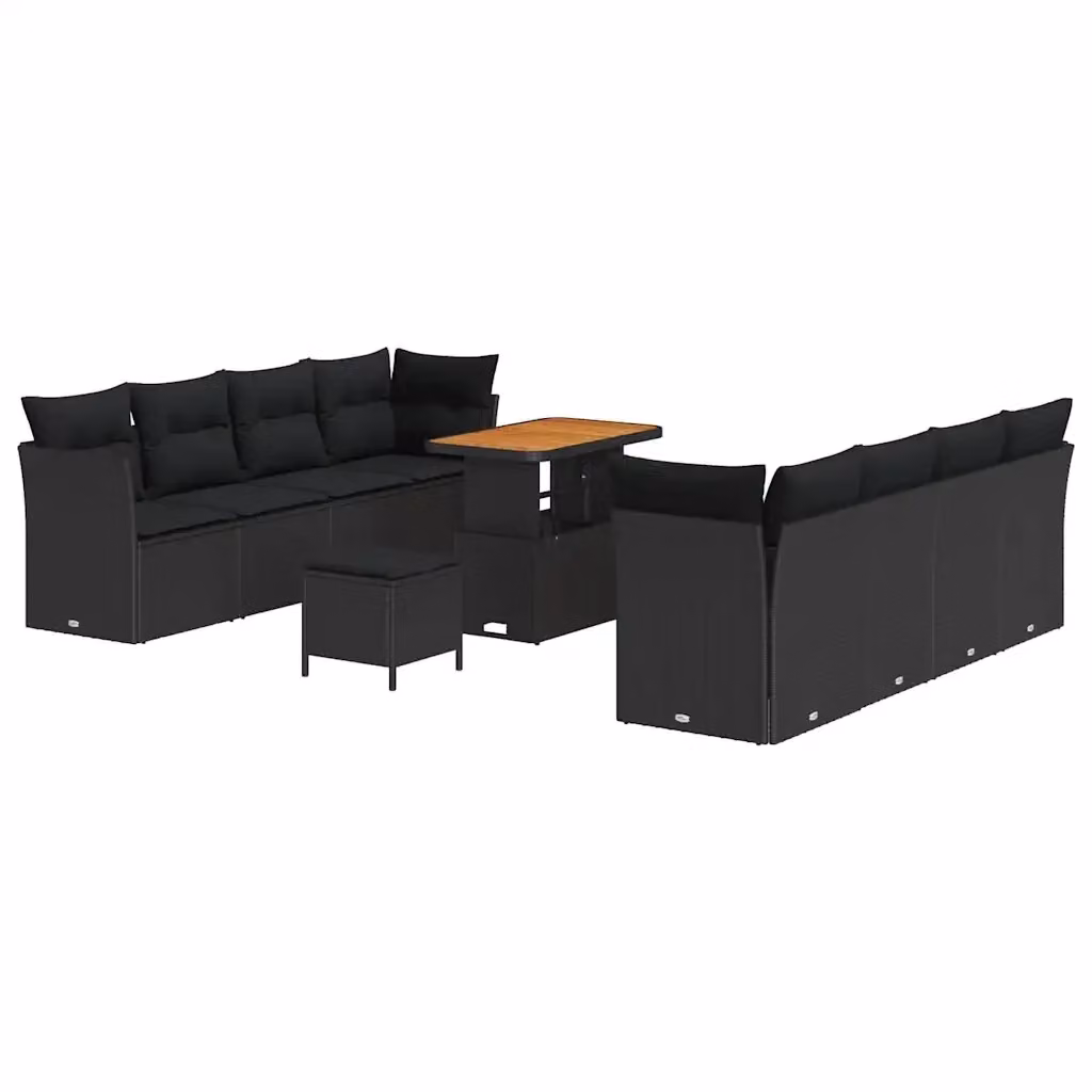 Set Divano da Giardino vidaXL 11 Pezzi Nero con Cuscini e Struttura in Acciaio Verniciato a Polvere – 2