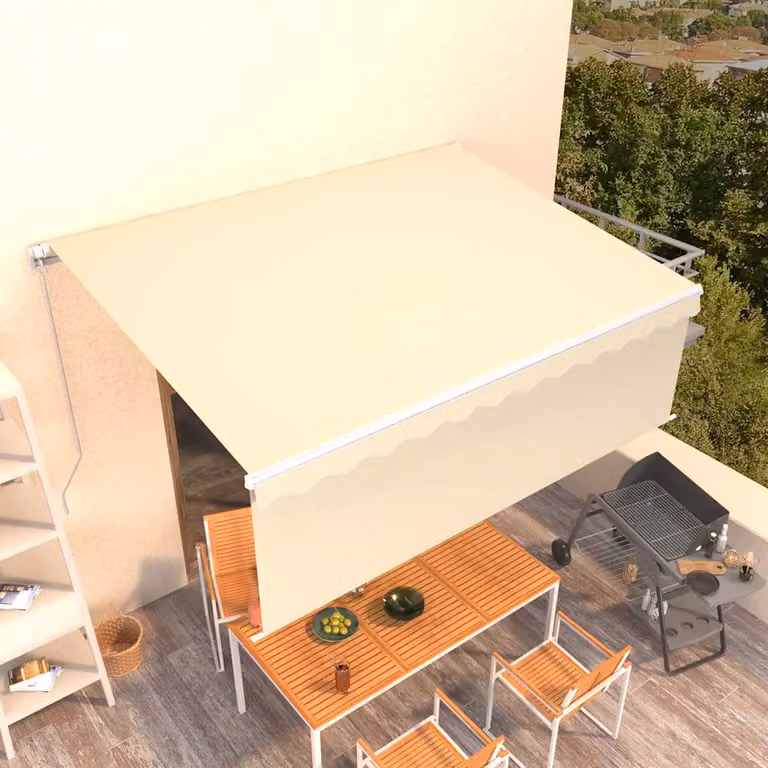Tenda da Sole Retrattile Automatica vidaXL con Bracci Pieghevoli in Alluminio e Tessuto in Poliestere, Colore Crema, L: 400 cm x P: 300 cm