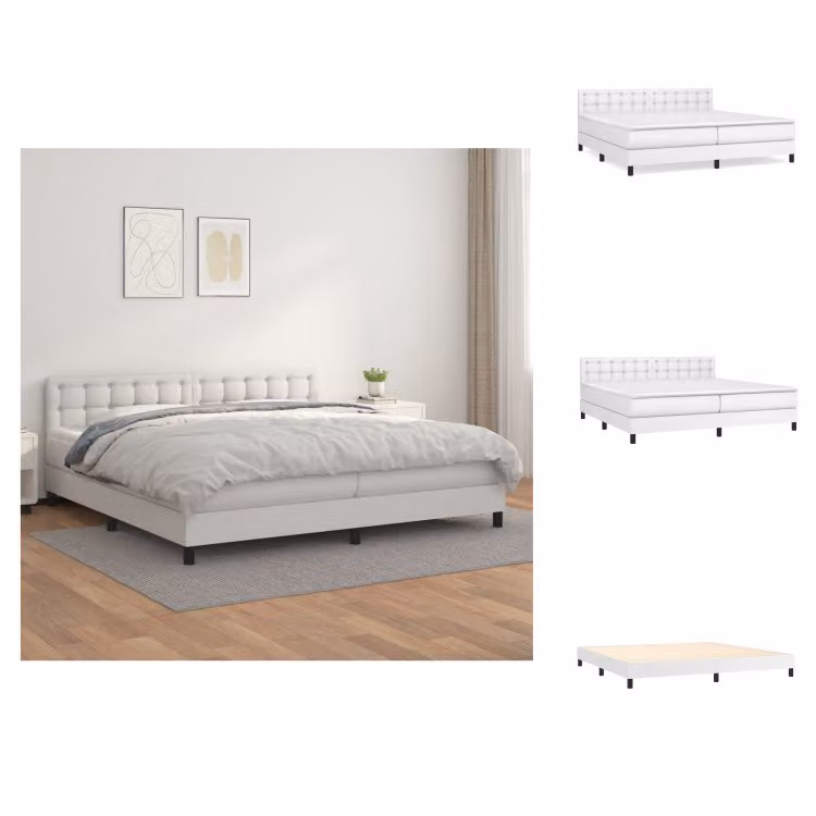 vidaXL Letto a molle con materasso bianco 200x200 cm in Pelle finta - Letti & strutture letto