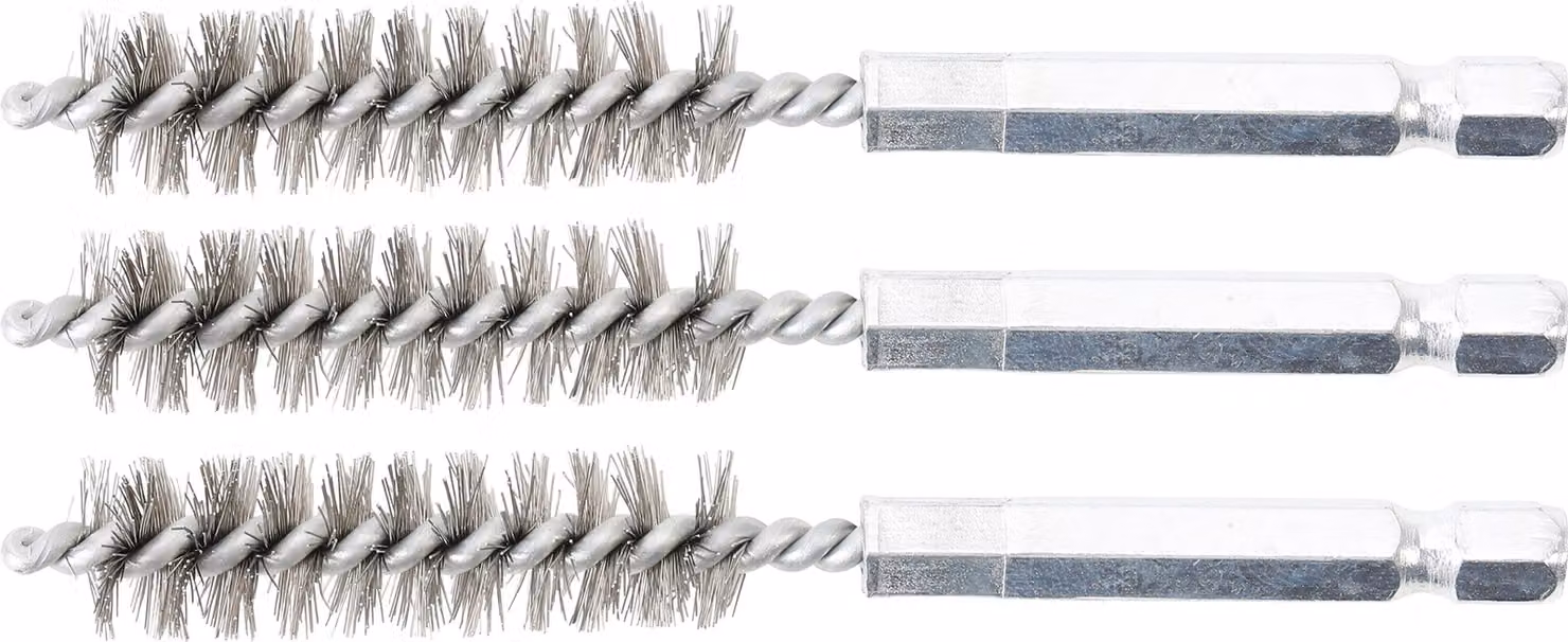 BGS spazzola in acciaio 12 mm esagono esterno 6,3 mm (1/4") 3 pezzi - 3078-12-S