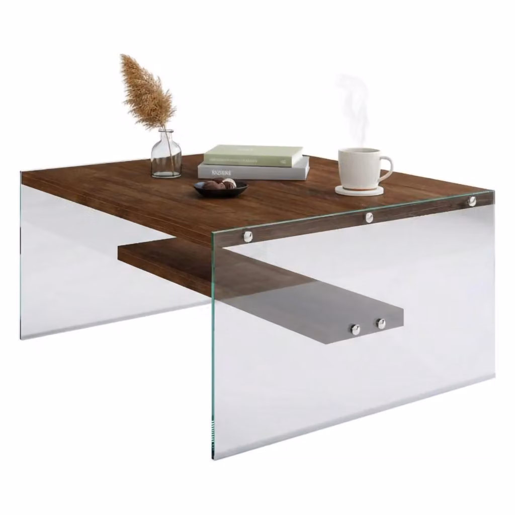 Tavolino da salotto DMORA con un vano, marrone, L/P/H: 75 x 75 x 40 cm – 2