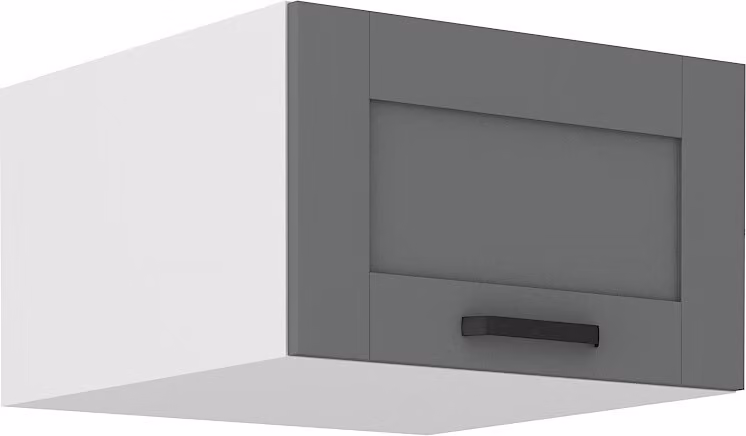 Armadietto superiore profondo con anta a battente LAILI - larghezza 60 cm, grigio / bianco