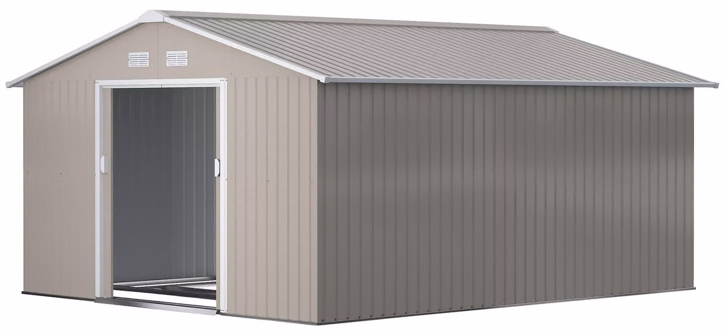 Capanno da giardino in metallo per attrezzi da giardino | Colore: Grigio | Dimensioni: 386x340x200 cm