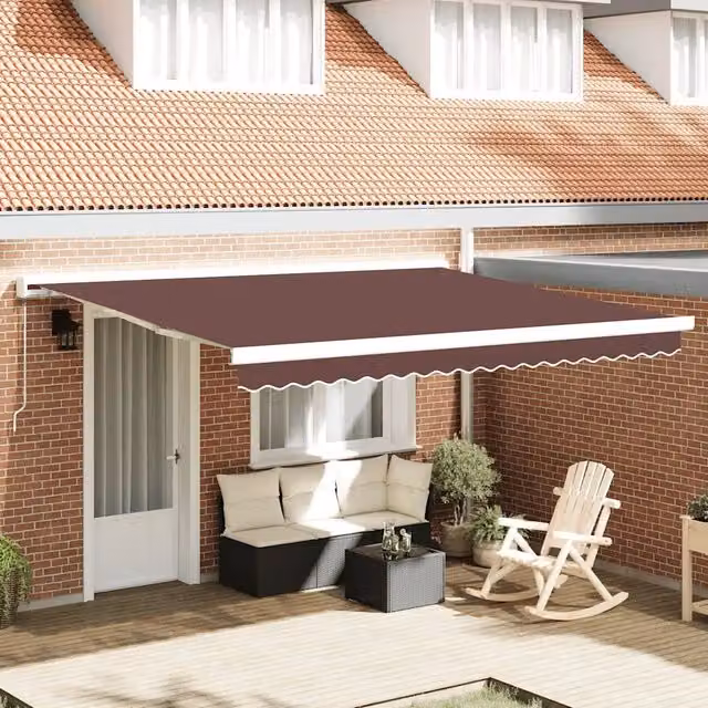Tenda da sole retrattile manuale vidaXL in alluminio e poliestere, L: 400 cm, P: 300 cm, colore marrone