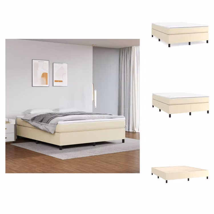 Letto boxspring con materasso VidaXL, color crema, 180x200 cm, in ecopelle -  Letti e reti