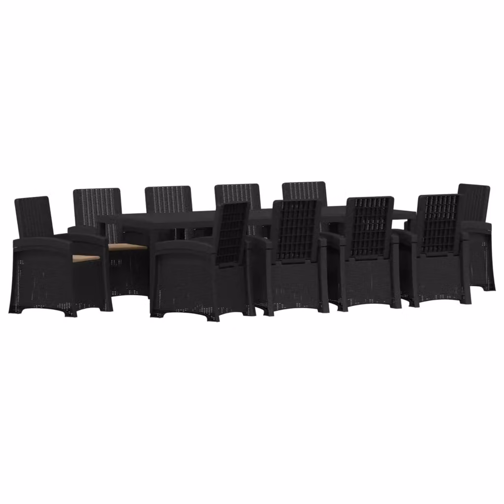 Set da pranzo da giardino moderno vidaXL in rattan antracite e beige – 2