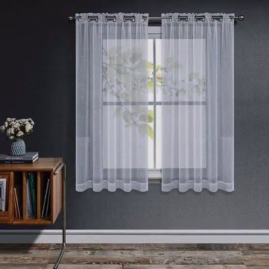 Tende grigie, trasparenti, con anelli, set da 2 pezzi, dimensioni 160 x 140 cm.