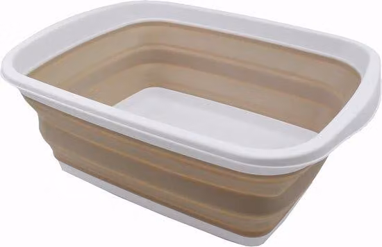 Lavabo in plastica compatto e pieghevole, 10 litri, portatile, bianco/latte