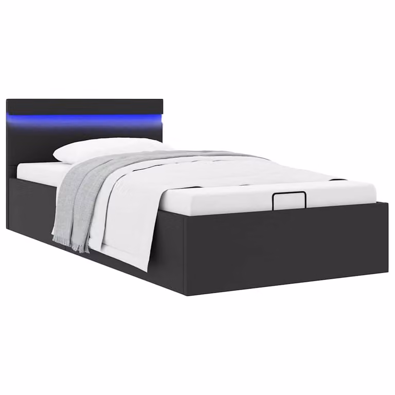 vidaXL Giroletto Contenitore Idraulico con LED e Porta USB in Similpelle Nero 90x200 cm