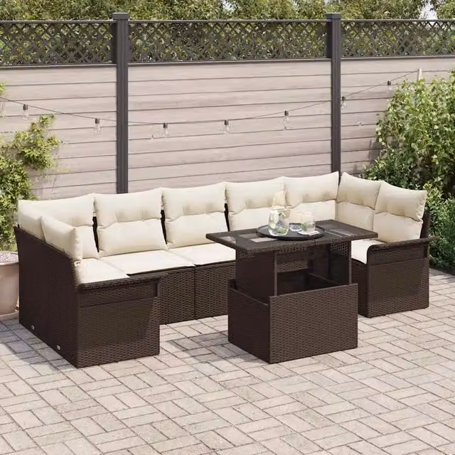 Set Divano da Giardino 8 pz Marrone 3356971