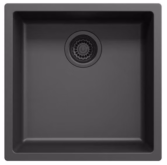 Lavello da cucina 40x40 cm, nero, da incasso e da appoggio, modello Pure.Sink