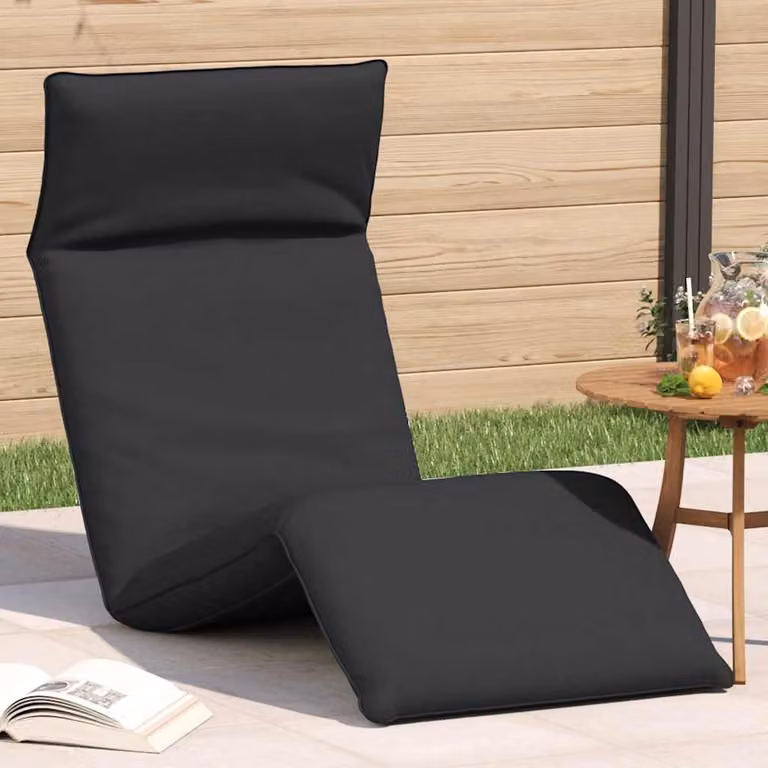 vidaXL Lettino Pieghevole Nero in Tessuto Oxford con Struttura in Acciaio, L 175 cm x P 54 cm x H 8,5 cm