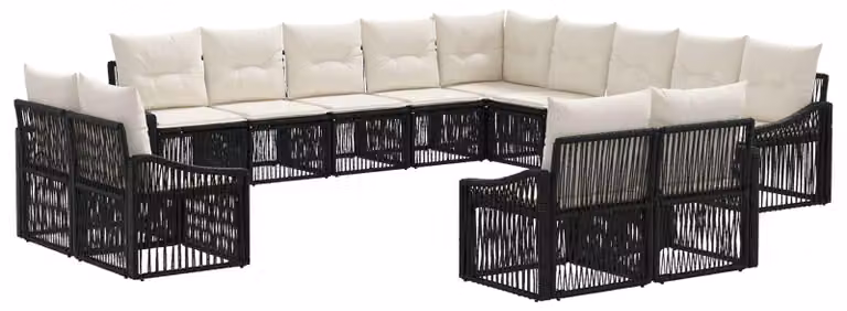 Set da giardino composto da 13 pezzi, in rattan sintetico nero