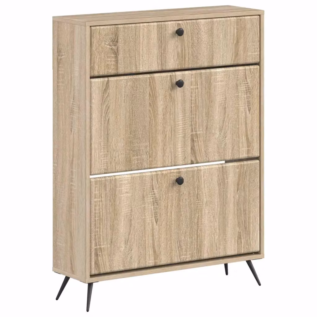 Mobile porta scarpe moderno vidaXL in MDF e metallo con ante a battente, L/P/H: 78 x 24 x 103 cm – 2