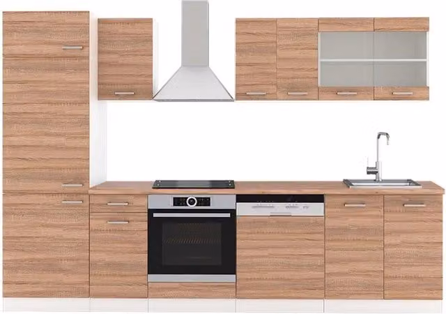 Cucina componibile moderna R-Line Vicco colore Sonoma/Bianco L: 300 cm – 1