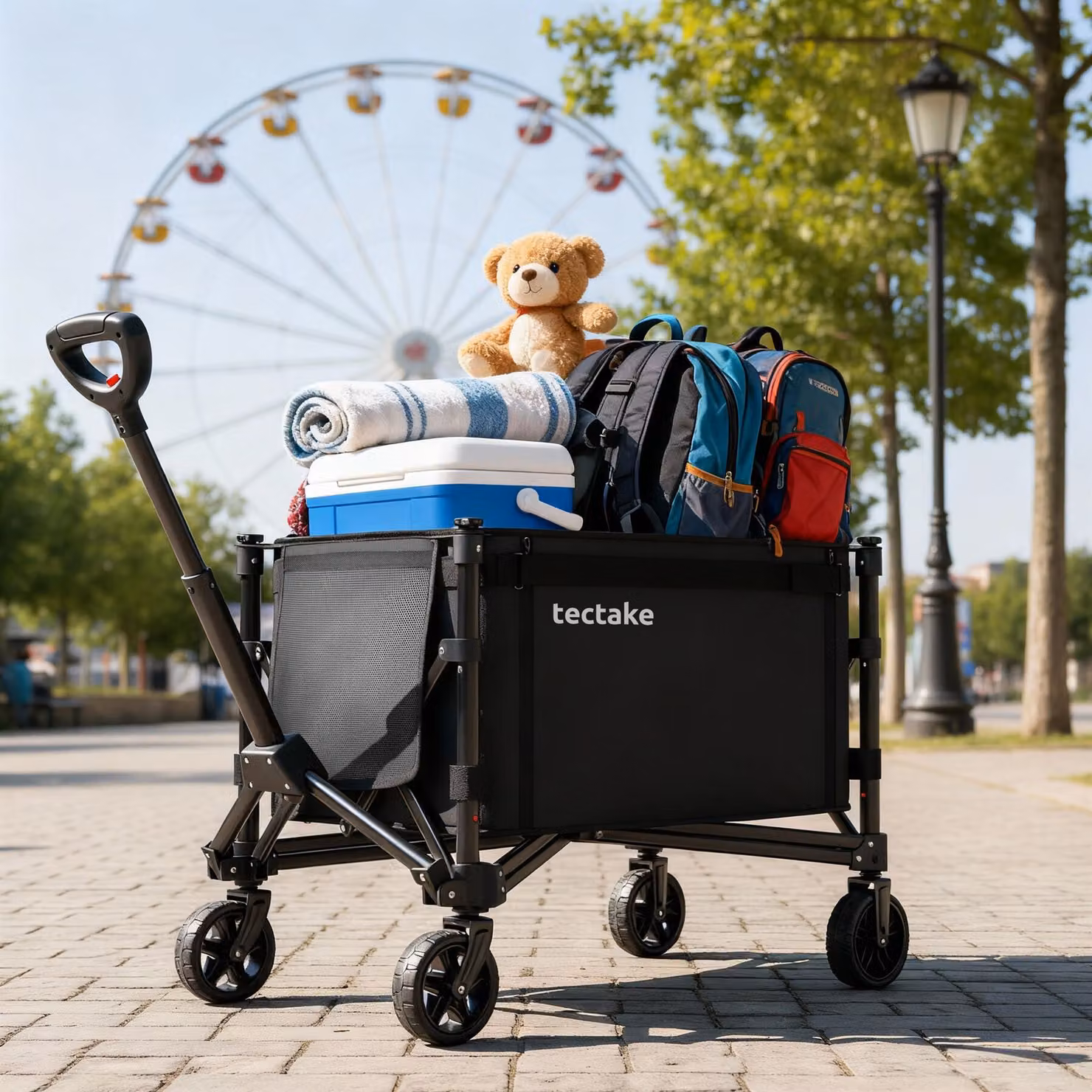 Carrello pieghevole SmartRider tectake in acciaio e poliestere con ruote profilate e maniglia telescopica, nero – 2