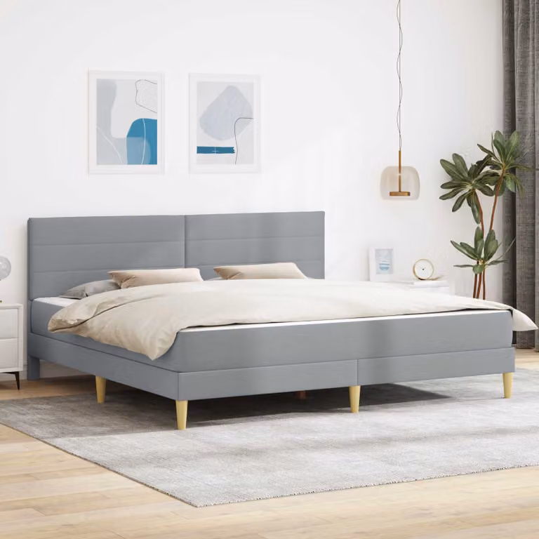 Struttura del letto imbottita moderna vidaXL in tessuto grigio con doghe in legno L/P/H: 200 x 180 x 86 cm