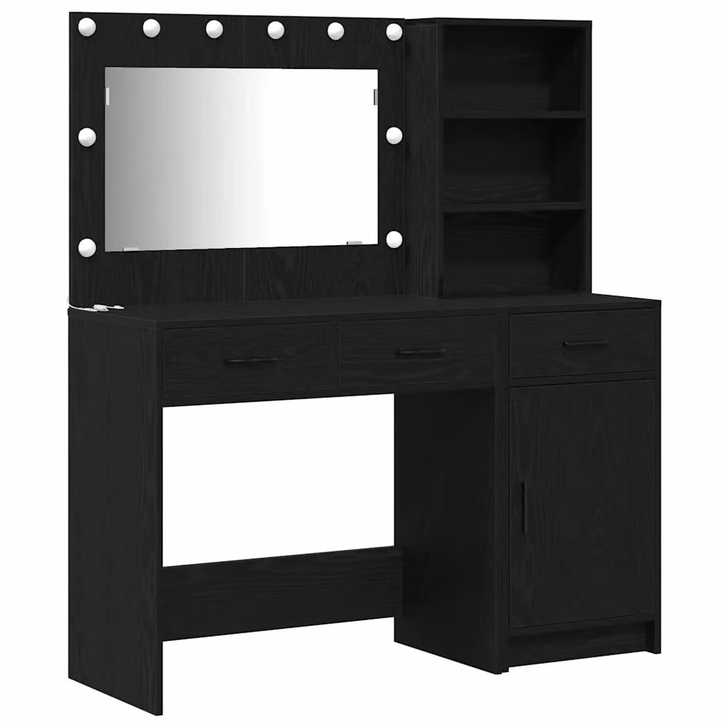 Set di 2 Tavoli da Trucco vidaXL in MDF Nero L: 78,5 cm, P: 41 cm, H: 135 cm – 2