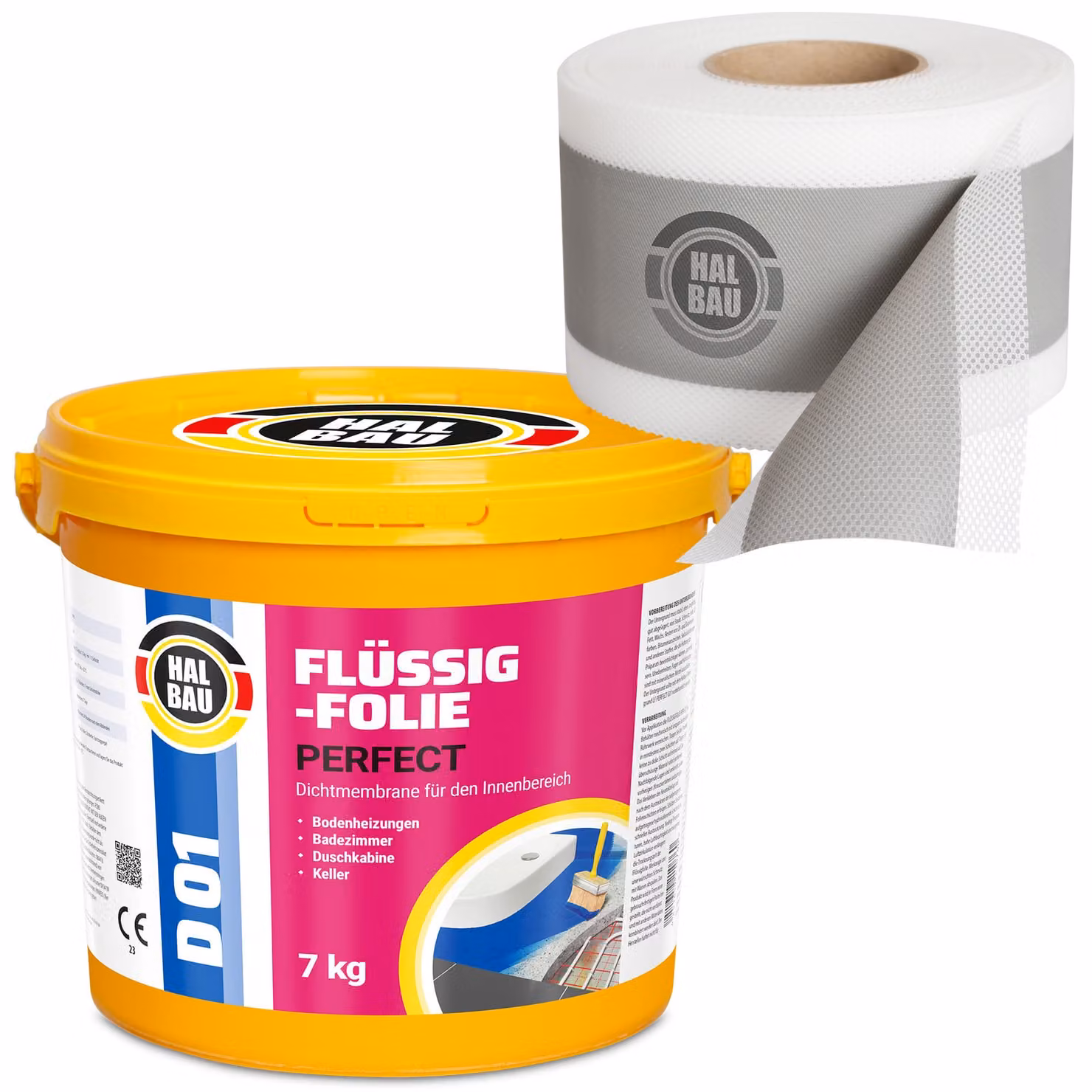Kit di sigillatura liquido, 7 kg. Pellicola sigillante, nastro sigillante da 5 metri. Set per l'impermeabilizzazione di doccia e bagno, classe H10