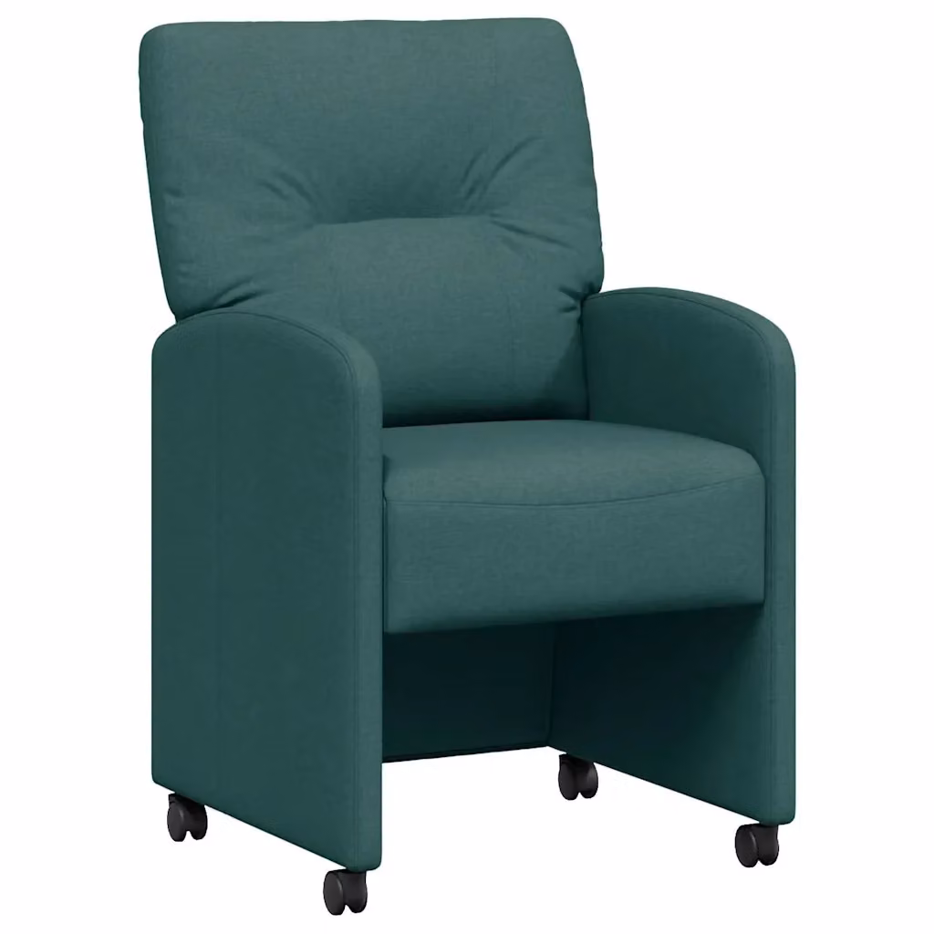 Set di 2 sedie da pranzo con ruote vidaXL in tessuto verde scuro, H 95 x L 57 x P 67 cm – 2