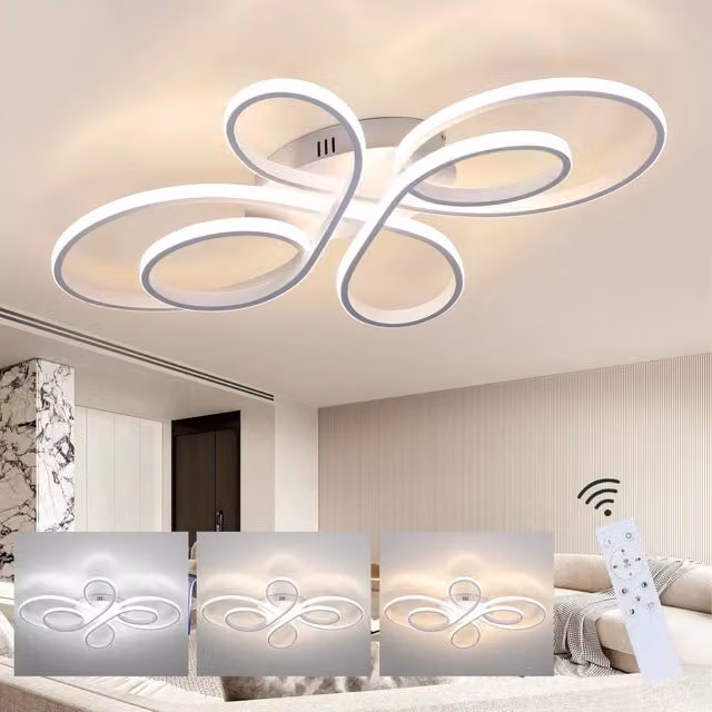ZMH Lampada da soffitto LED moderna bianca, dimmerabile, 90W, diametro 100 cm – 1