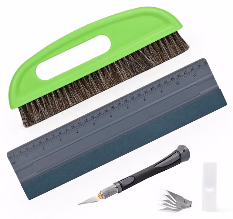 Set di 3 utensili per l'applicazione di carta da parati, inclusa spazzola e taglierino, colore grigio