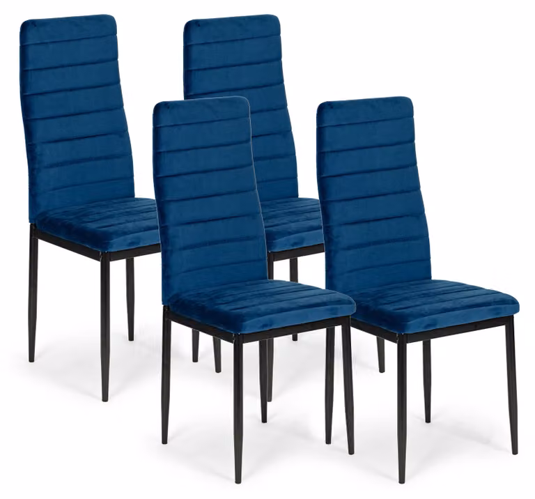 Sedie con schienale sagomato - VELVET BLU - 4 pezzi