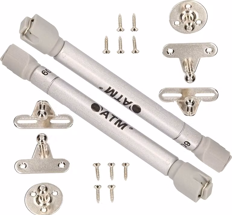 KOTARBAU® Set di 2 puntelli a gas per mobili 60 N molla idraulica Molla a gas Raccordo a ribalta per mobili Molla a gas idraulica Argento