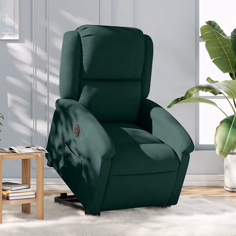 vidaXL Poltrona Alzapersona Elettrica Reclinabile in Velluto Verde per Senior