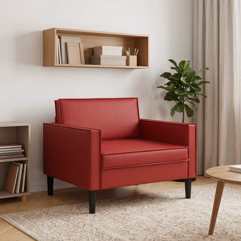Poltrona XL vidaXL in similpelle rossa con braccioli per soggiorno e camera da letto L 84 cm, P 91 cm, H 105 cm