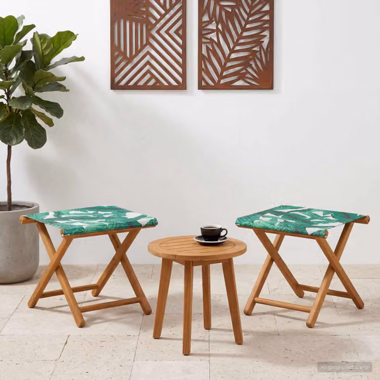 Set di 2 lettini da giardino vidaXL in legno di eucalipto massello con motivo floreale e cuscini in tessuto resistente ai raggi UV, multicolore (verde e marrone)