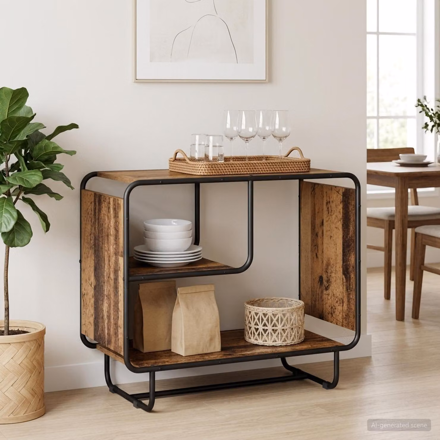 Credenza vidaXL in stile industriale color marrone in legno e metallo L 80 x P 37,5 x H 64,5 cm