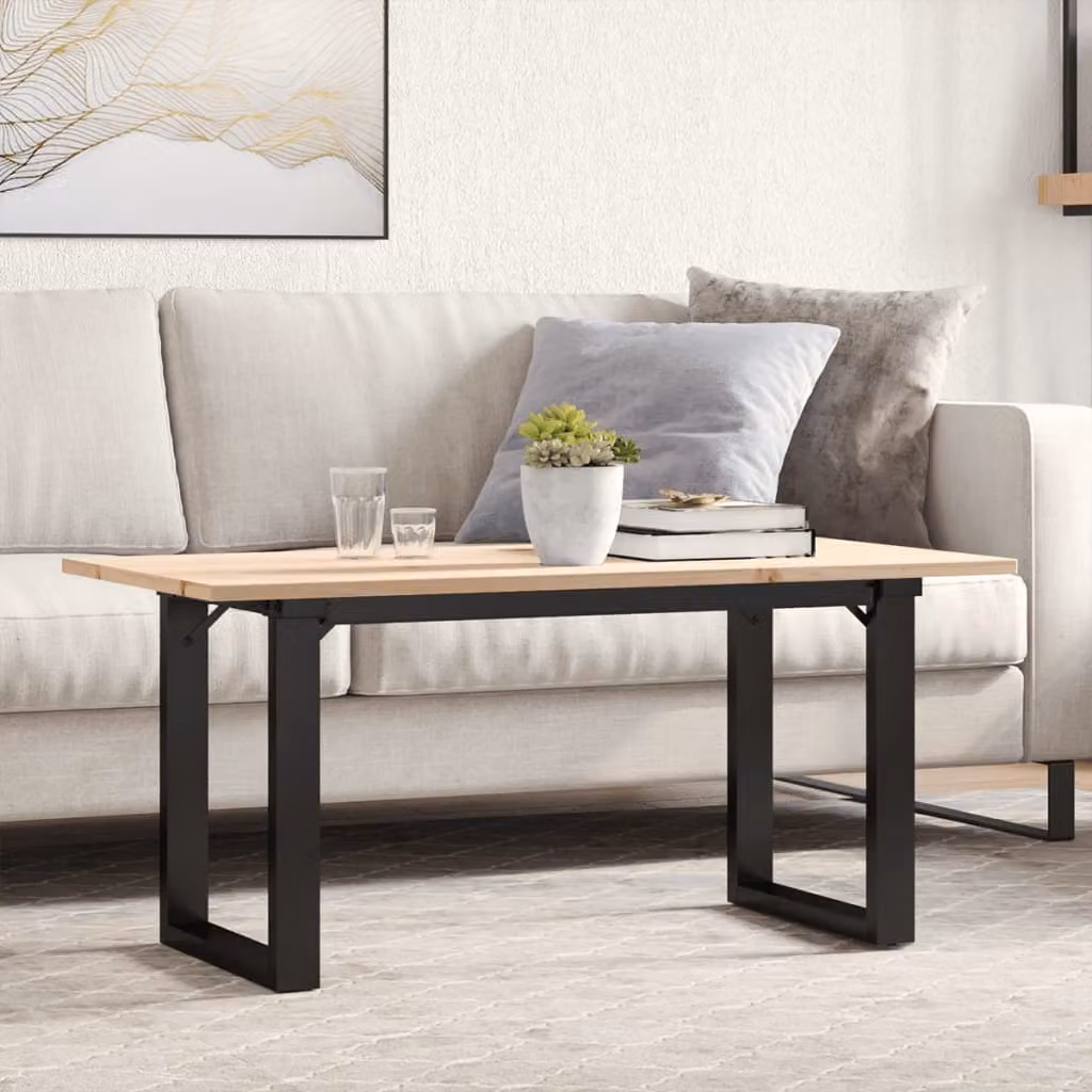Maison Exclusive - Tavolino Salotto Telaio a O 100x50x45cm Legno Pino e Acciaio