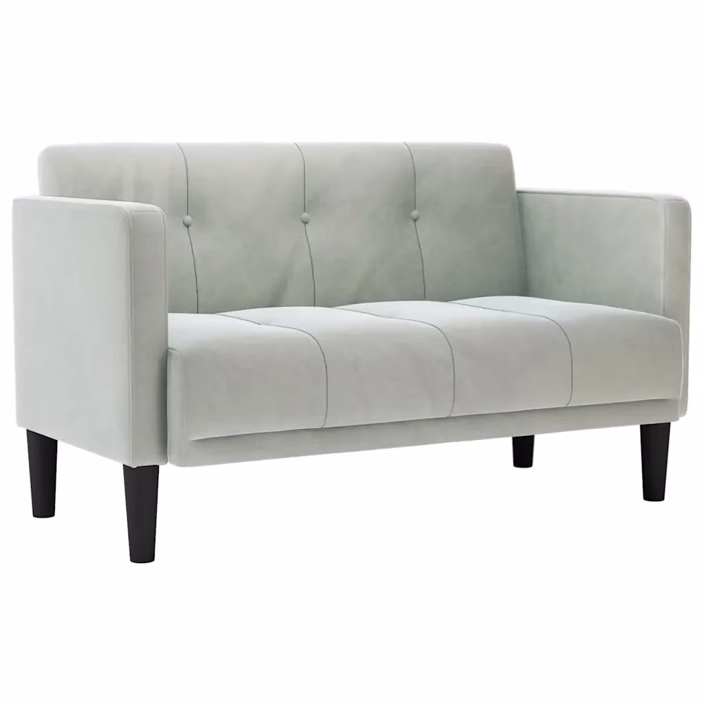 Divanetto moderno vidaXL in velluto grigio per il tuo soggiorno L: 124,0 cm, P: 74,5 cm, H: 67,0 cm – 2