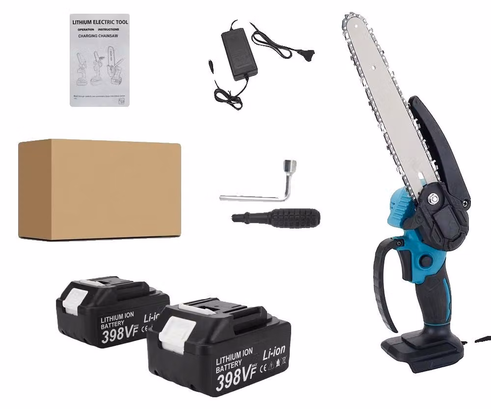 Troncatrice a catena elettrica, motore brushless, design portatile, 2 batterie, spina europea da 100V-240V